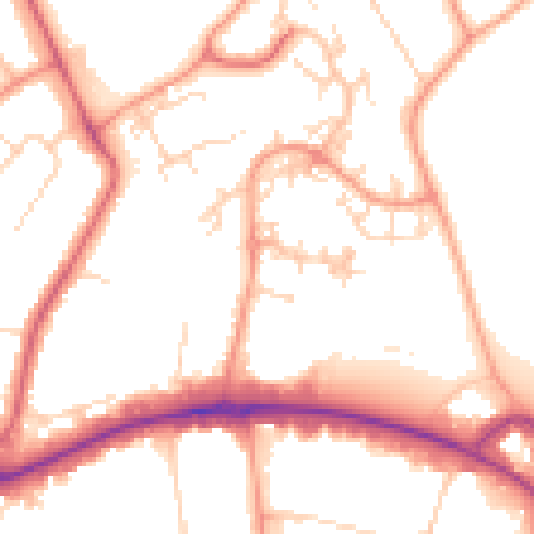 Daytime road noise heatmap for WD6 5RB