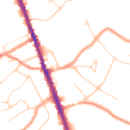 Daytime road noise heatmap for WD7 7AS