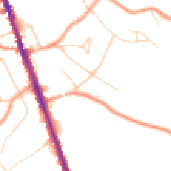 Daytime road noise heatmap for WD7 7ES