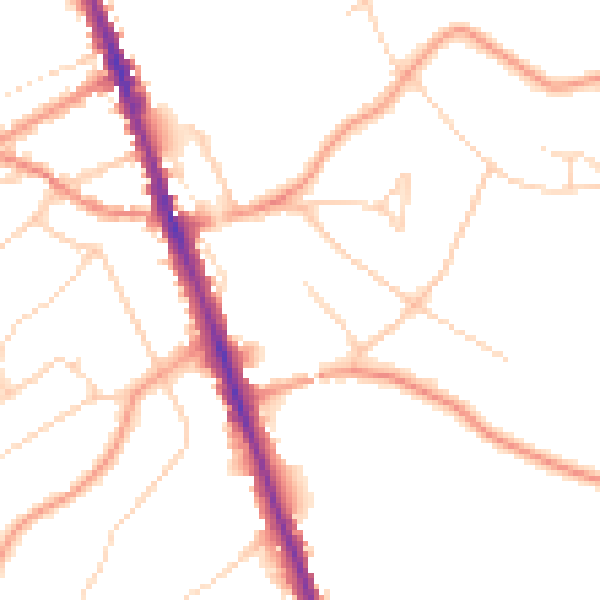 Daytime road noise heatmap for WD7 7LW