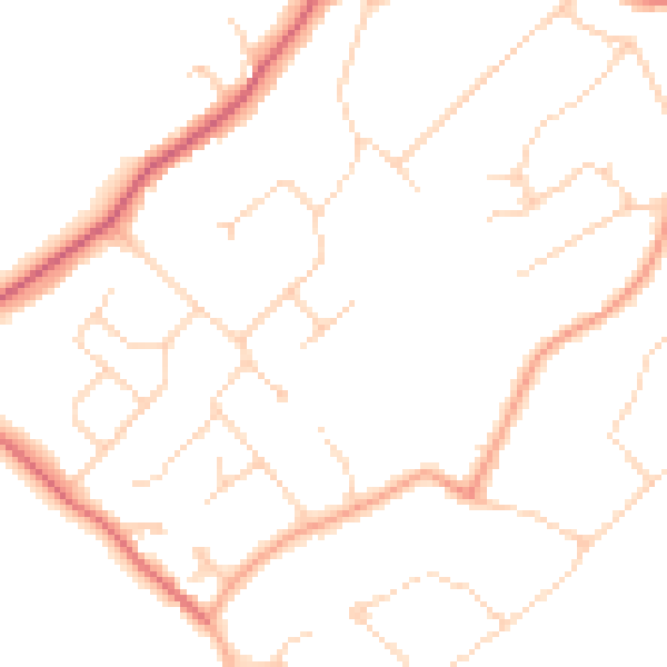Daytime road noise heatmap for WD7 8DP