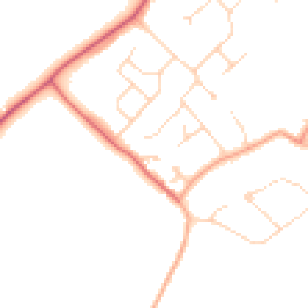 Daytime road noise heatmap for WD7 8FE