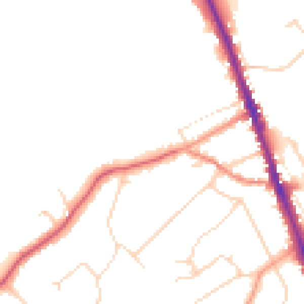 Daytime road noise heatmap for WD7 8FF