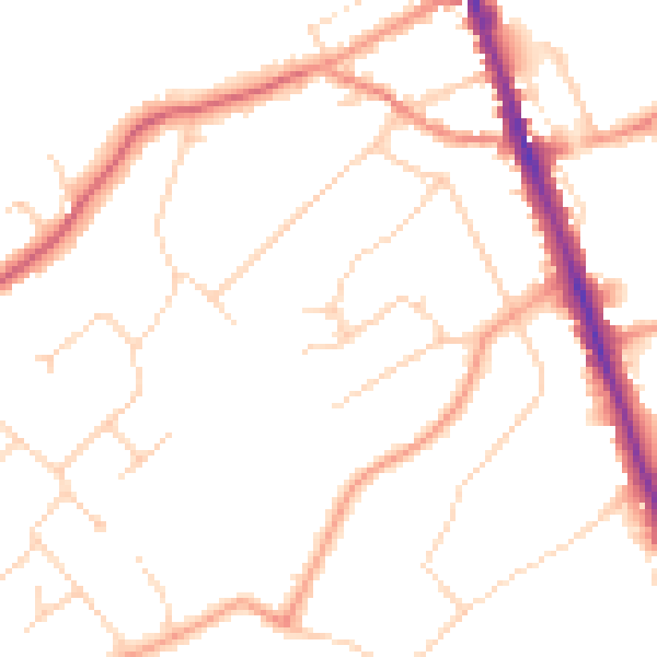 Daytime road noise heatmap for WD7 8JH