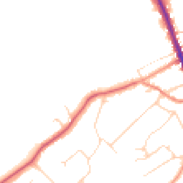 Daytime road noise heatmap for WD7 8LE
