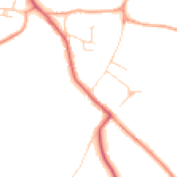Daytime road noise heatmap for WD7 9DU