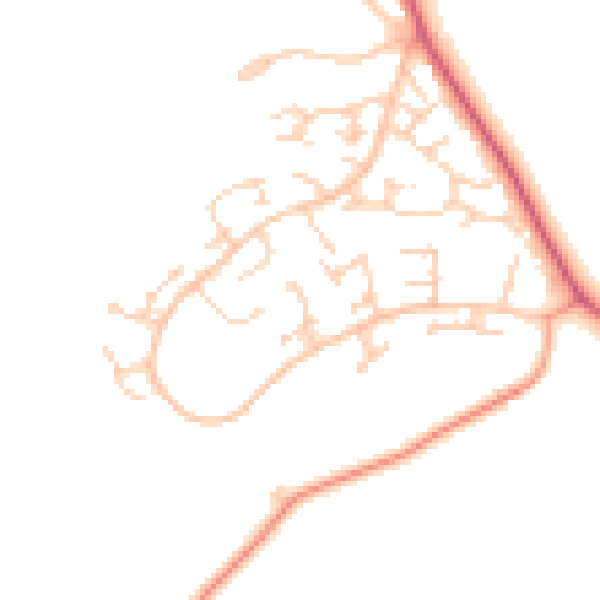 Daytime road noise heatmap for WD7 9EY