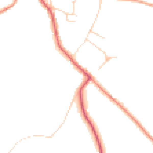 Daytime road noise heatmap for WD7 9GZ