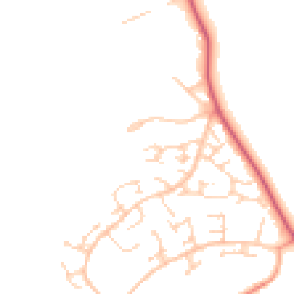Daytime road noise heatmap for WD7 9HY