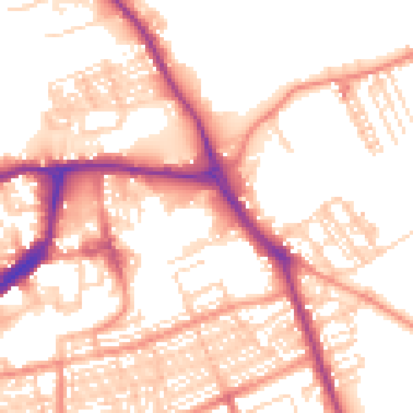 Daytime road noise heatmap for WF10 1AY