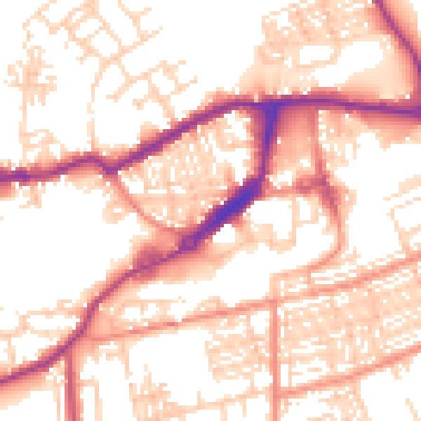 Daytime road noise heatmap for WF10 1EN