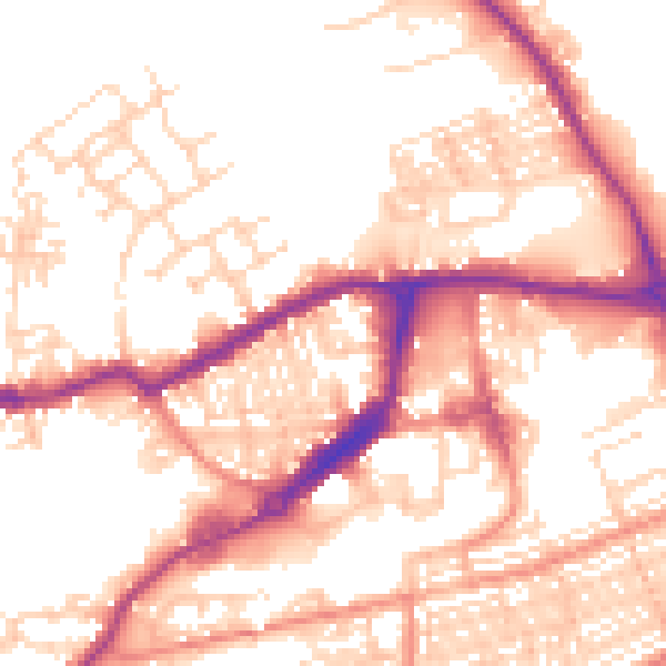 Daytime road noise heatmap for WF10 1EY