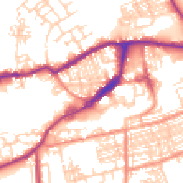 Daytime road noise heatmap for WF10 1LG