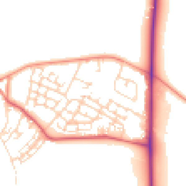 Daytime road noise heatmap for WF10 2FQ