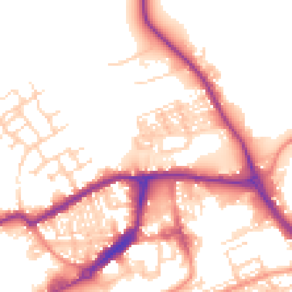 Daytime road noise heatmap for WF10 2LU