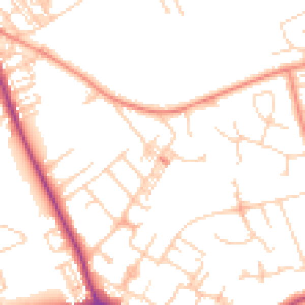 Daytime road noise heatmap for WF10 4JX