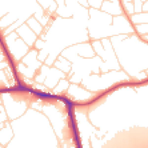 Daytime road noise heatmap for WF10 4RQ