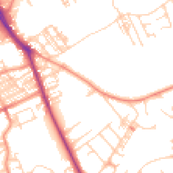 Daytime road noise heatmap for WF10 4UY