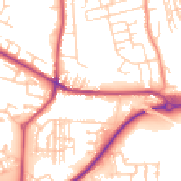 Daytime road noise heatmap for WF10 5ET