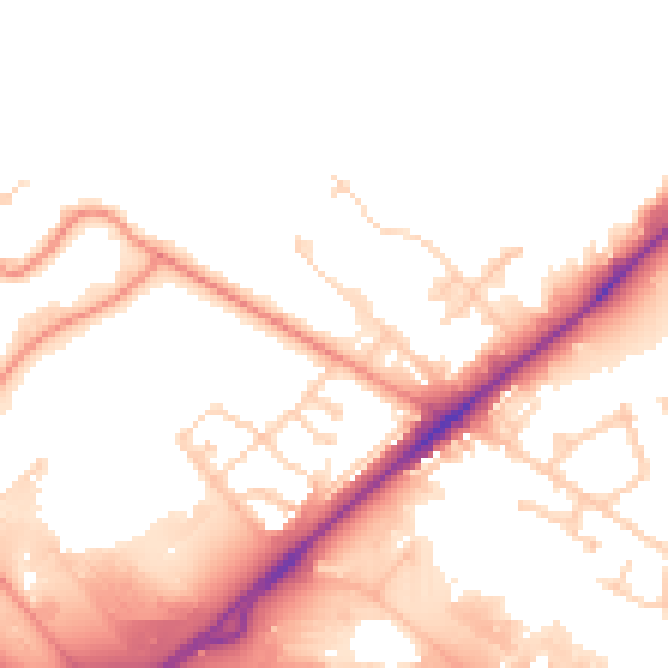 Daytime road noise heatmap for WF10 5QN