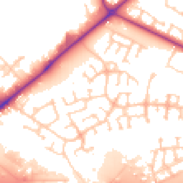 Daytime road noise heatmap for WF10 5TJ