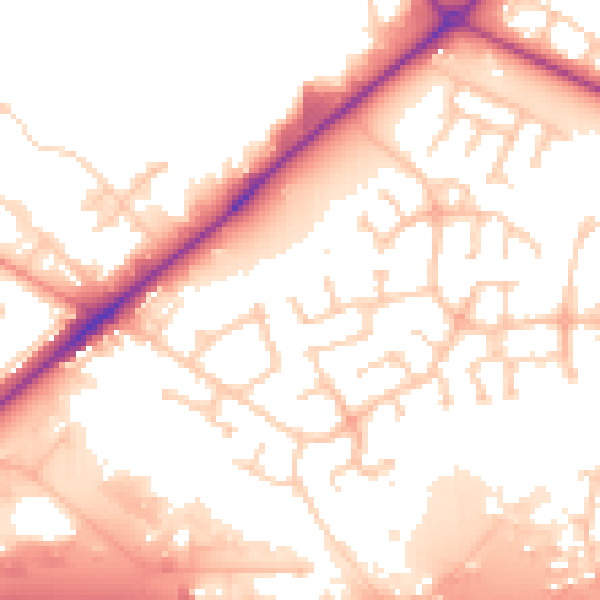 Daytime road noise heatmap for WF10 5TY