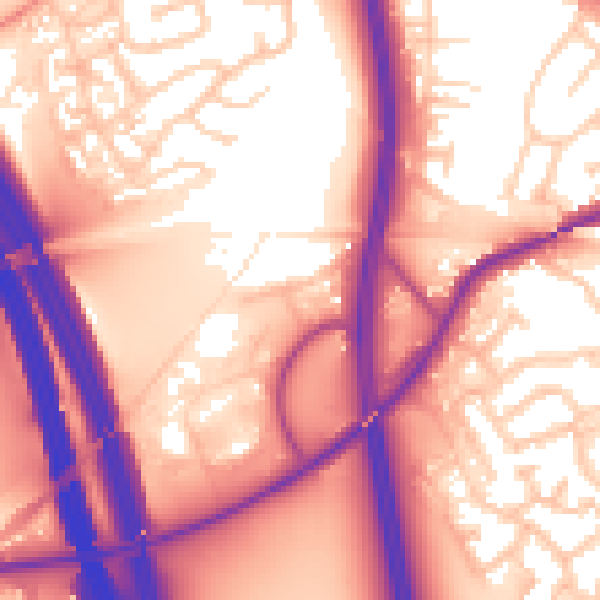 Daytime road noise heatmap for WF11 0BN