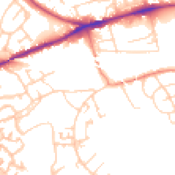 Daytime road noise heatmap for WF11 0BQ