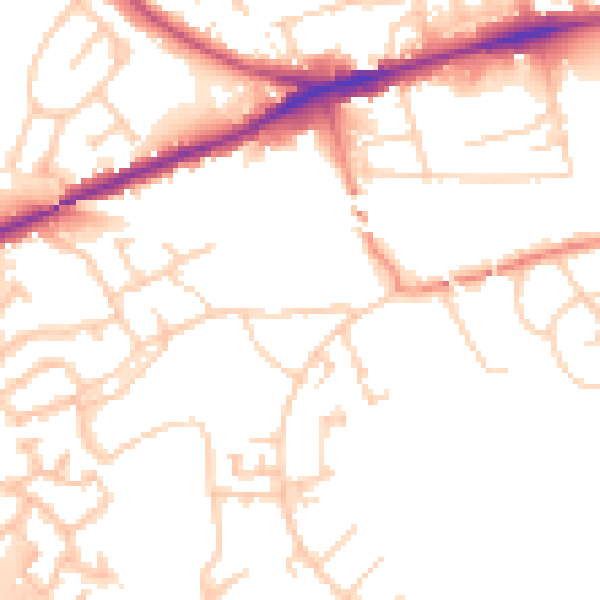 Daytime road noise heatmap for WF11 0BW