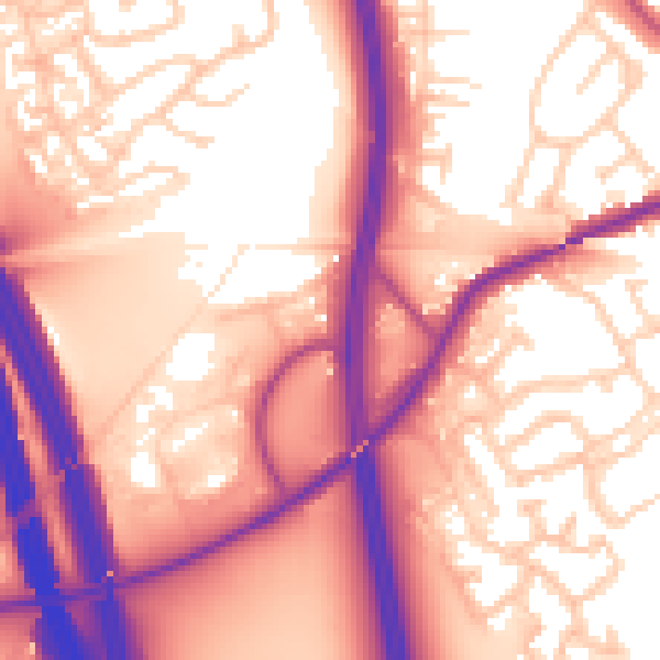 Daytime road noise heatmap for WF11 0BX