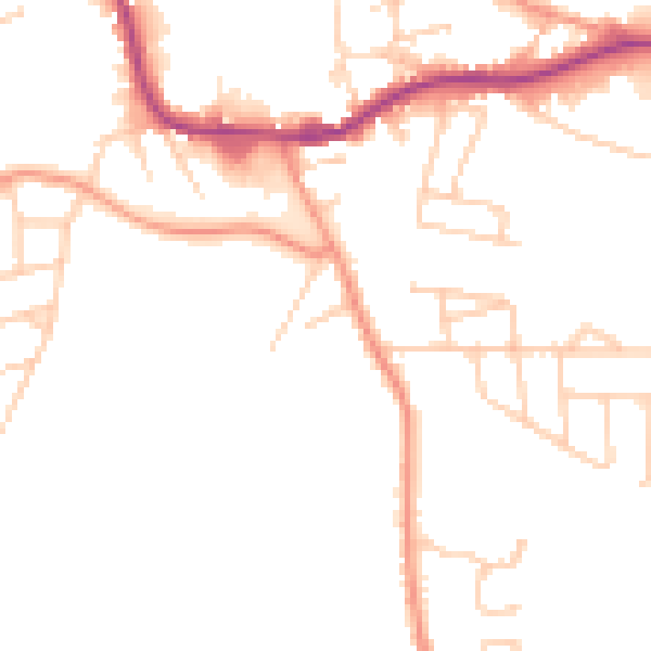 Daytime road noise heatmap for WF11 0DG