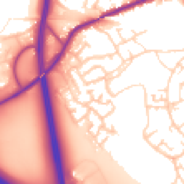 Daytime road noise heatmap for WF11 0EL