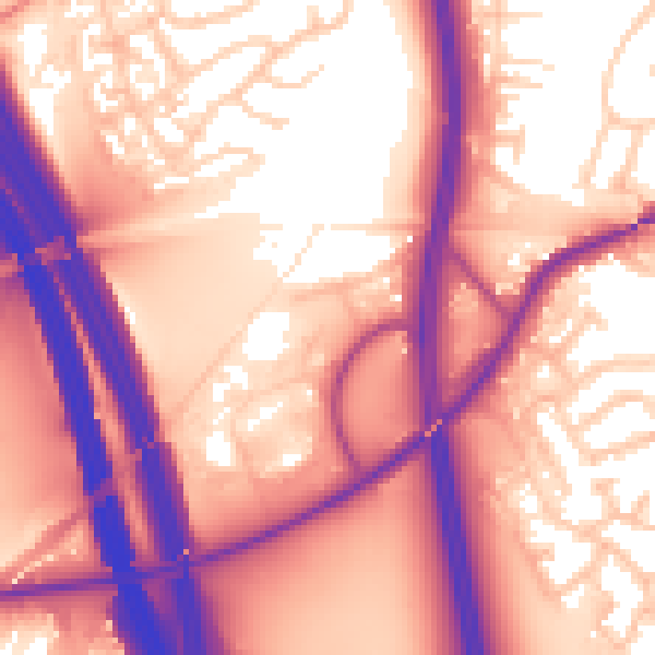 Daytime road noise heatmap for WF11 0FW