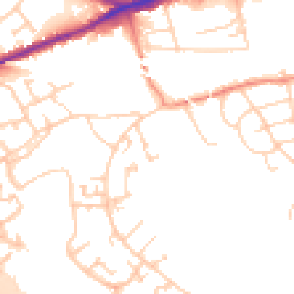 Daytime road noise heatmap for WF11 0LE