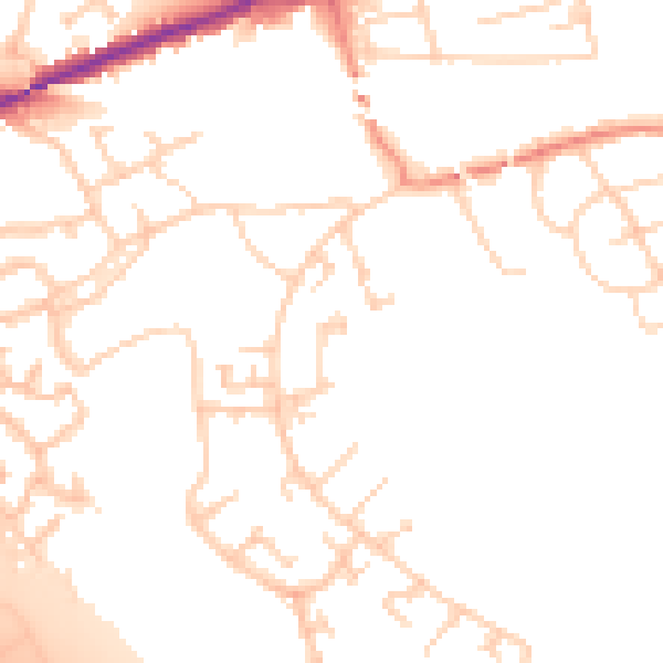 Daytime road noise heatmap for WF11 0NA