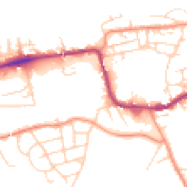 Daytime road noise heatmap for WF11 8AL