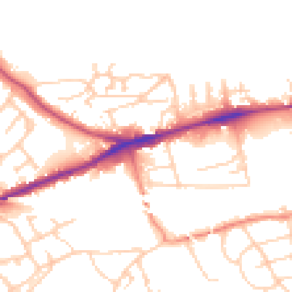 Daytime road noise heatmap for WF11 8EA