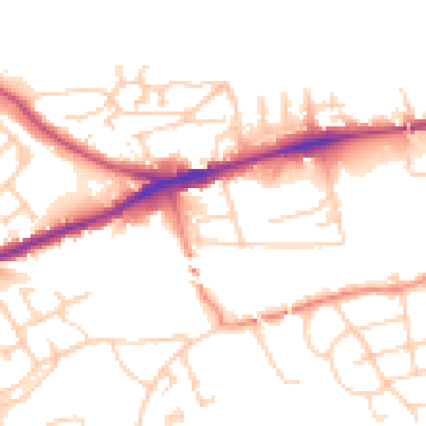 Daytime road noise heatmap for WF11 8EH