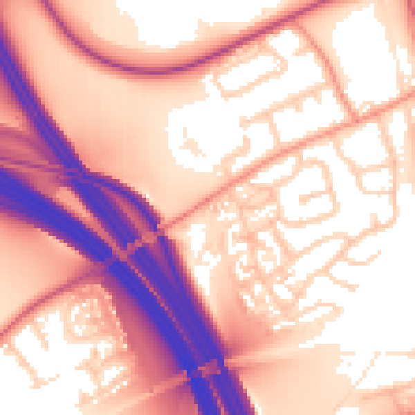 Daytime road noise heatmap for WF11 8LN