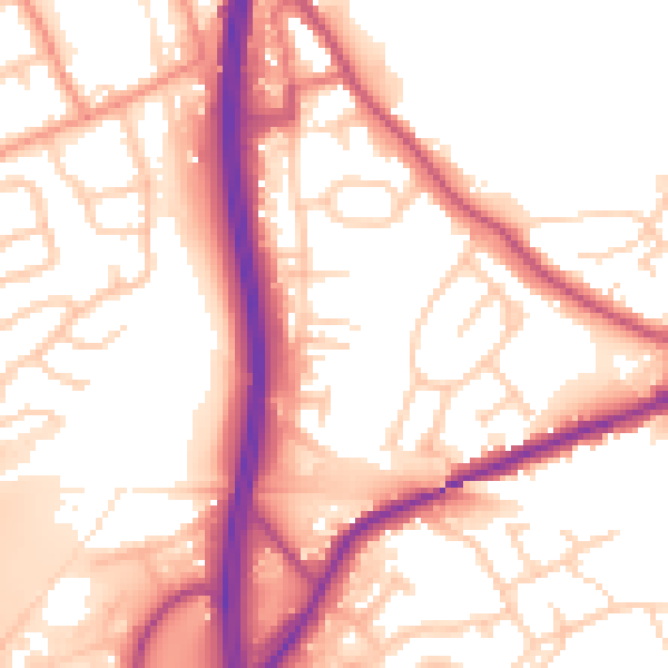 Daytime road noise heatmap for WF11 8PD