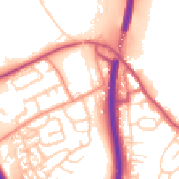 Daytime road noise heatmap for WF11 8PL