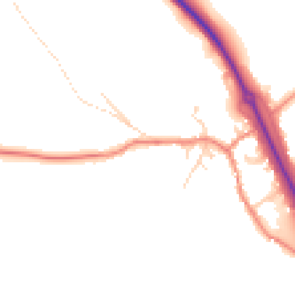 Daytime road noise heatmap for WF11 9JQ