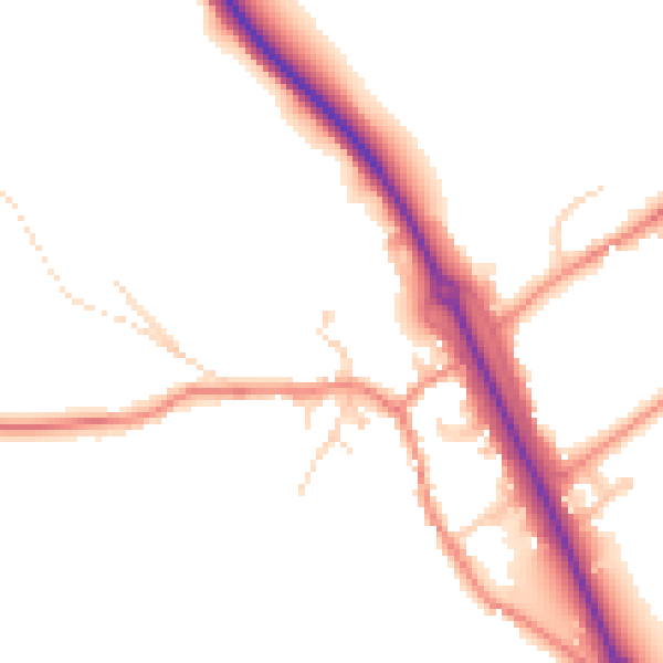 Daytime road noise heatmap for WF11 9NY
