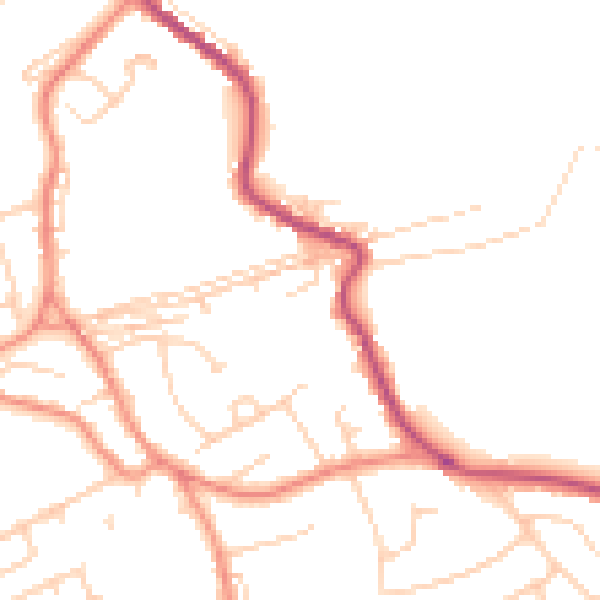 Daytime road noise heatmap for WF12 0JH