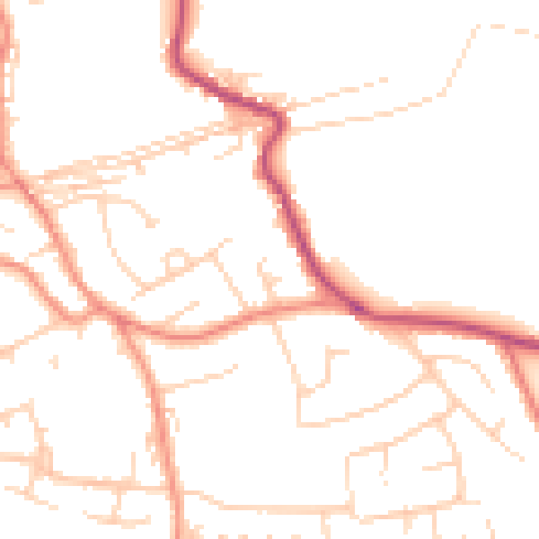 Daytime road noise heatmap for WF12 0JR