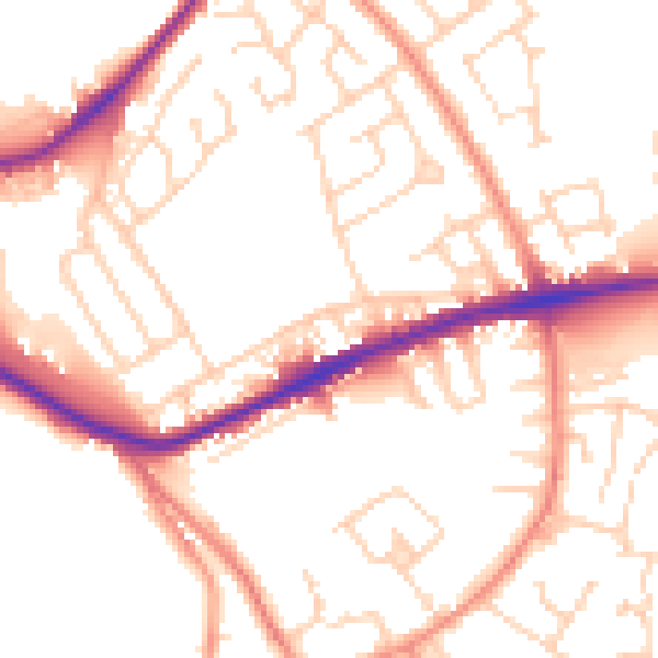 Daytime road noise heatmap for WF12 7AG