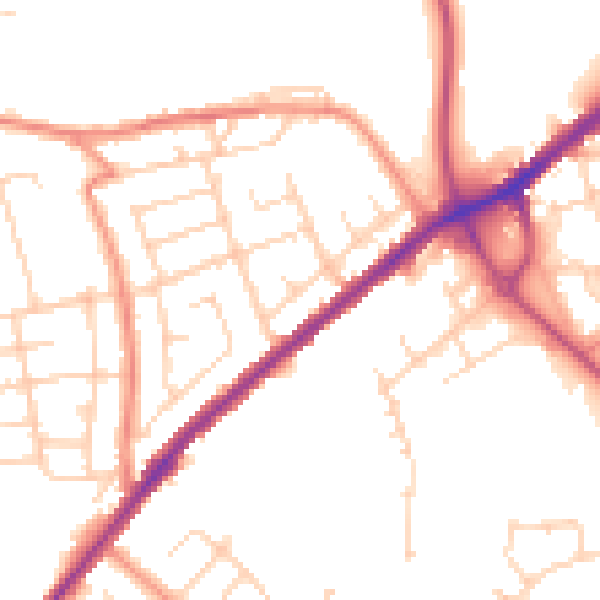 Daytime road noise heatmap for WF12 7ES