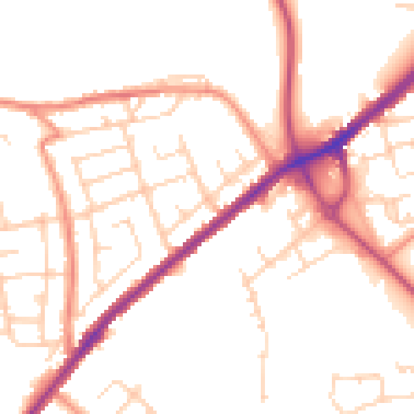 Daytime road noise heatmap for WF12 7EX