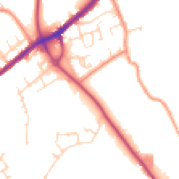Daytime road noise heatmap for WF12 7FA
