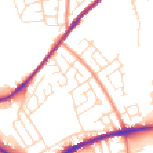 Daytime road noise heatmap for WF12 7JZ